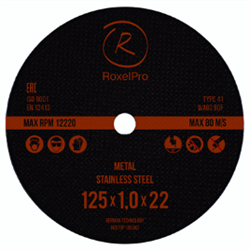 105343 RoxelPro Отрезной круг ROXTOP UNI CUT 125 x 1.0 x 22мм, Т41, нерж.сталь, металл