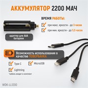 WDK-LL1200 Фонарь линзовый светодиодный ручной, 1200 Лм, 2000 мАч - фото 47536
